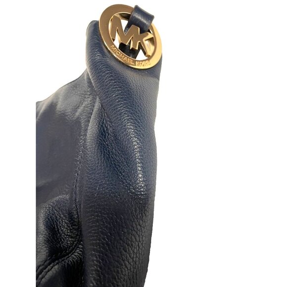 Michael Kors Medium Navy Blue Subtle Leather Shoulder Crossbody Bag Outside Pock - Picture 3 of 15